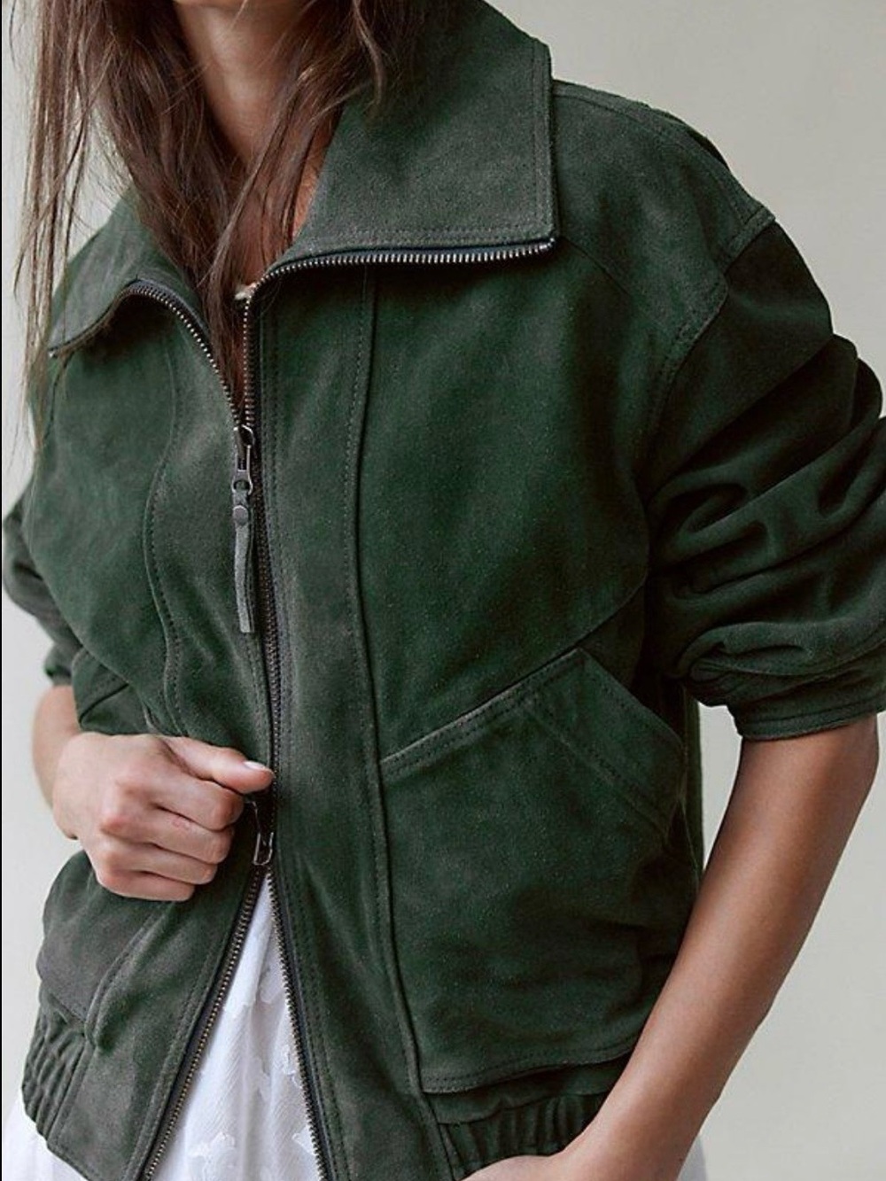 NWT We The Free Desert Moon Suede Jacket-Green Grove